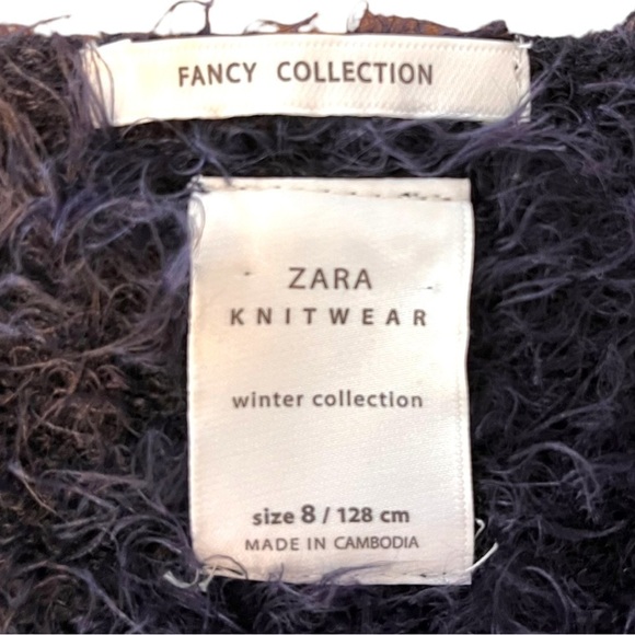 Zara Knitwear Fancy Collection Open Front Extra Soft Eyelash Black Cardigan - Picture 13 of 14